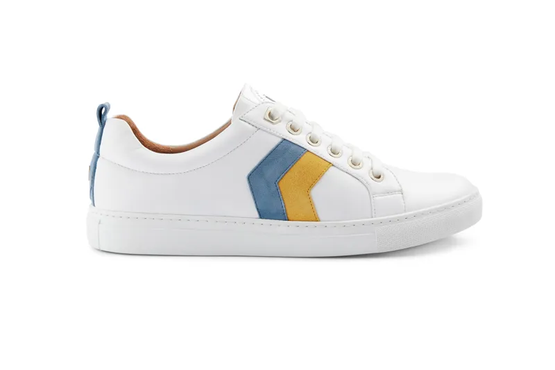Fairfax and Favor The Alexandra Leather Trainer Cornflower/Mango